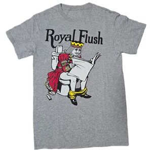 Royal Flush Novelty Graphic T-Shirt Gray Men's‎ King Playing Card Tee
(Q)
